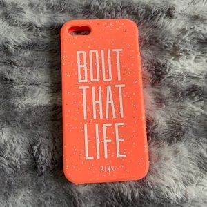 PINK Victoria’s Secret iPhone 4 Neon Orange w/ Sparkles Soft Silicone Phone Case